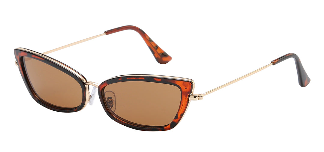 EyeDentification 8EYED13072 Vintage Chic Metallic Polymer Square Frame Ladies Sunglasses