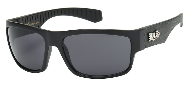 Locs 8LOC91113-WOOD Retro Flat Wood Grain Print Warp with Tapered Temple Unisex Sunglasses