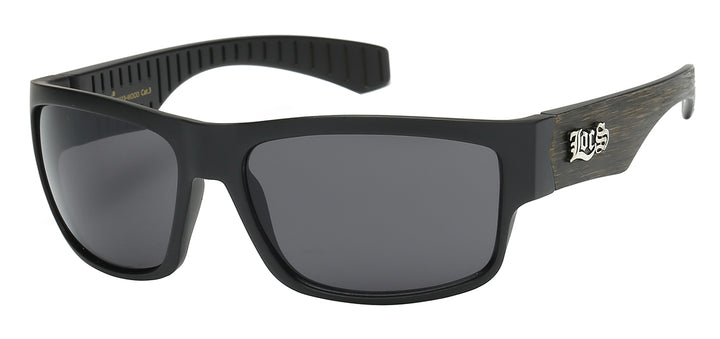 Locs 8LOC91113-WOOD Retro Flat Wood Grain Print Warp with Tapered Temple Unisex Sunglasses