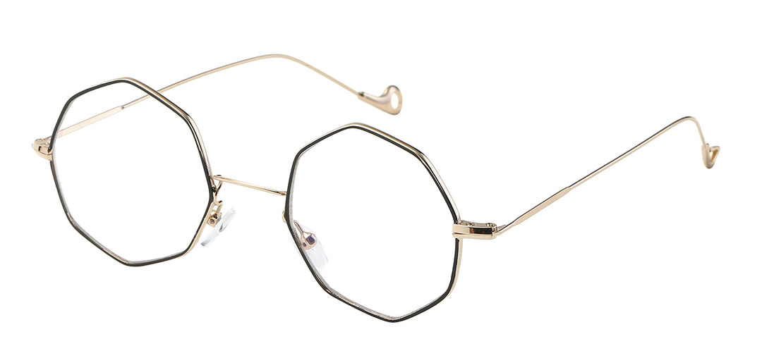 Nerd Eyewear NERD-088 Trendy Metal Octagonal Frame Fashion Accessory Clear Lens Glasses